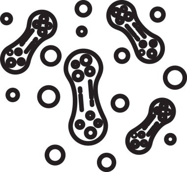 Siyah çizgi bakteri simgesi beyaz arkaplanda izole edildi. Bakteriler ve mikroorganizmalar, sebep olan mikroorganizma hastalıkları, hücre kanseri, mikrop, virüs, mantar. Vektör İllüstrasyonu