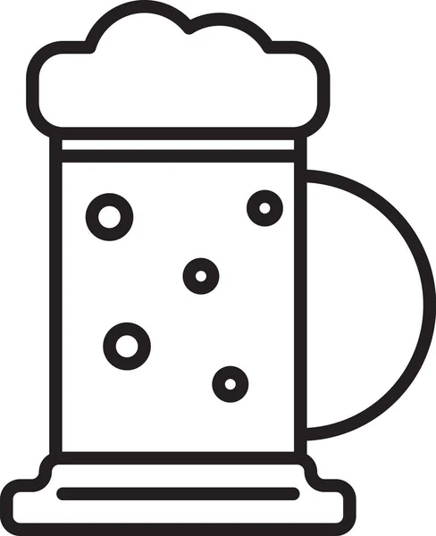Černá čára Dřevěný pivní hrnek ikona izolované na bílém pozadí. Vektorová ilustrace — Stockový vektor