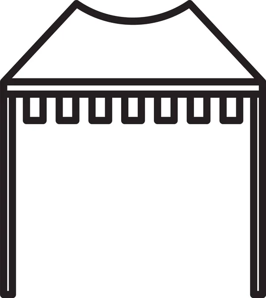 Línea negra Icono de tienda de campaña aislado sobre fondo blanco. Carnaval tienda de campaña. Parque de atracciones. Ilustración vectorial — Vector de stock