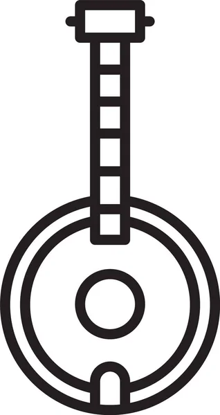 Schwarze Linie Banjo-Symbol isoliert auf weißem Hintergrund. Musikinstrument. Vektorillustration — Stockvektor