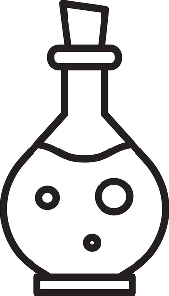 Línea negra Botella de vidrio con ícono mágico de elixir aislado sobre fondo blanco. Activo del juego de ordenador. Ilustración vectorial — Vector de stock