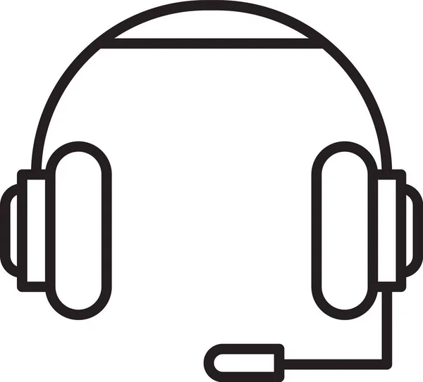 Ligne noire icône casque isolé sur fond blanc. Ecouteurs. Concept d'écoute de musique, de service, de communication et d'opérateur. Illustration vectorielle — Image vectorielle