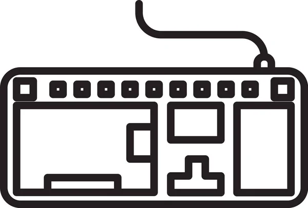 黑线电脑键盘图标孤立在白色背景上.PC组件标志。病媒图解 — 图库矢量图片