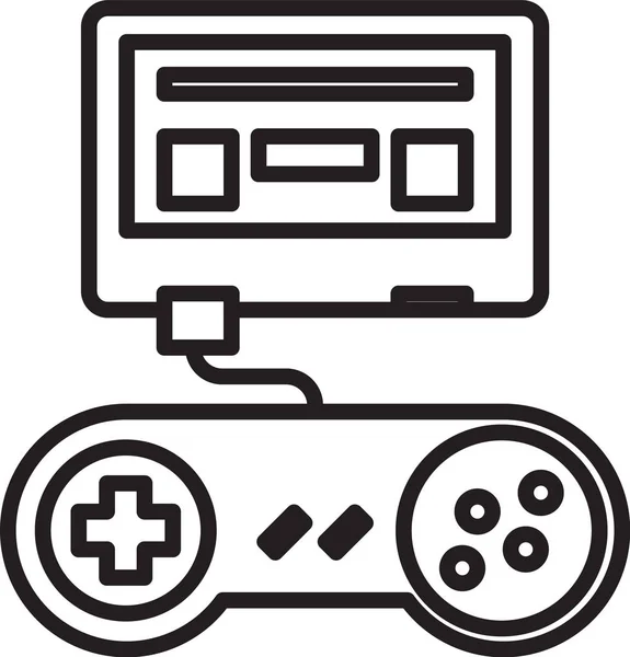 Černá čára Video herní konzole s ikonou joystick izolované na bílém pozadí. Vektorová ilustrace — Stockový vektor