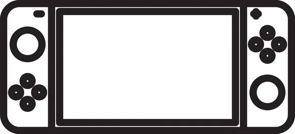 Línea negra Icono de consola de videojuegos portátil aislado sobre fondo blanco. Señal de mando. Concepto de juego. Ilustración vectorial — Vector de stock