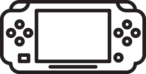 Linha preta Ícone de console de videogame portátil isolado em fundo branco. Sinal do Gamepad. Conceito de jogo. Ilustração vetorial — Vetor de Stock