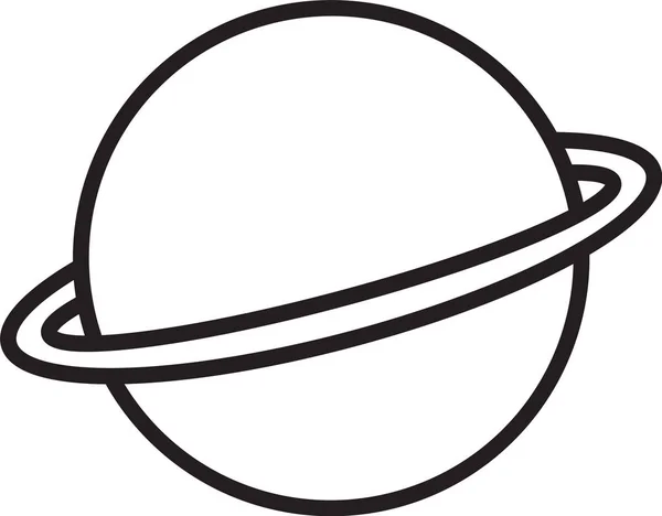 白色の背景に隔離された惑星リングシステムのアイコンを持つ黒い線惑星土星。ベクターイラスト — ストックベクタ