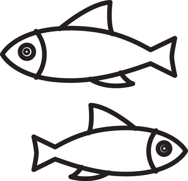 Černá linie ikona ryby izolovaná na bílém pozadí. Vektorová ilustrace — Stockový vektor