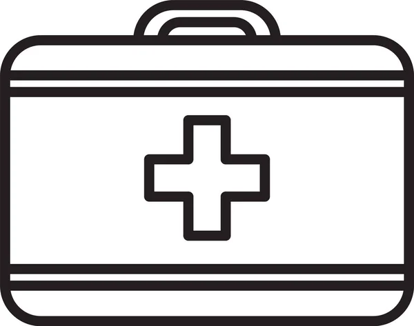 Black line First aid kit icon isolated on white background. Medical box with cross. Medical equipment for emergency. Healthcare concept. Vector Illustration — Stock Vector