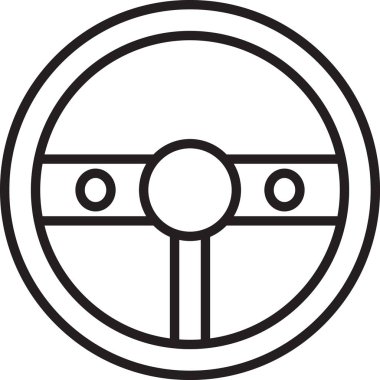 Siyah çizgili direksiyon simgesi beyaz arkaplanda izole edilmiş. Araba tekeri ikonu. Vektör İllüstrasyonu