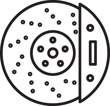 Beyaz arka planda izole edilmiş siyah çizgili araba fren diski. Vektör İllüstrasyonu