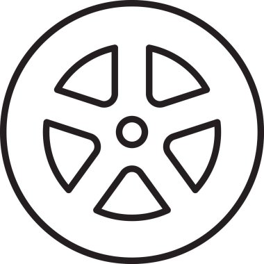 Siyah çizgi araba tekerleği simgesi beyaz arka planda izole edildi. Vektör İllüstrasyonu