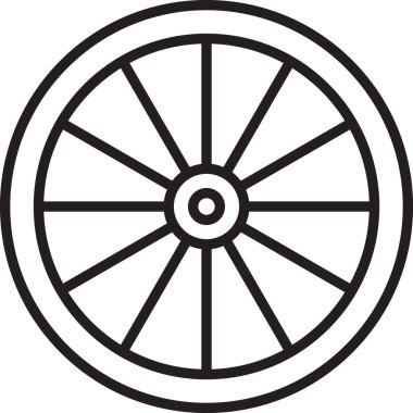 Siyah çizgi araba tekerleği simgesi beyaz arka planda izole edildi. Vektör İllüstrasyonu