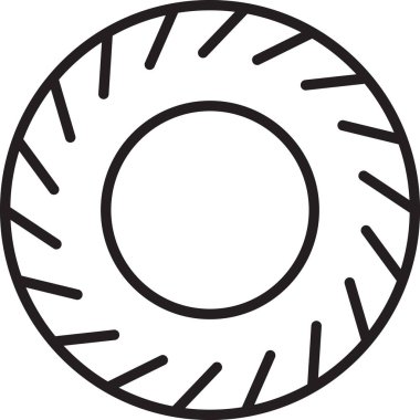 Siyah çizgi araba lastik ikonu beyaz arka planda izole edildi. Vektör İllüstrasyonu