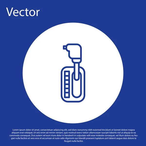 Linha azul ícone Gear shifter isolado no fundo azul. Ícone de transmissão. Botão de círculo branco. Ilustração vetorial — Vetor de Stock