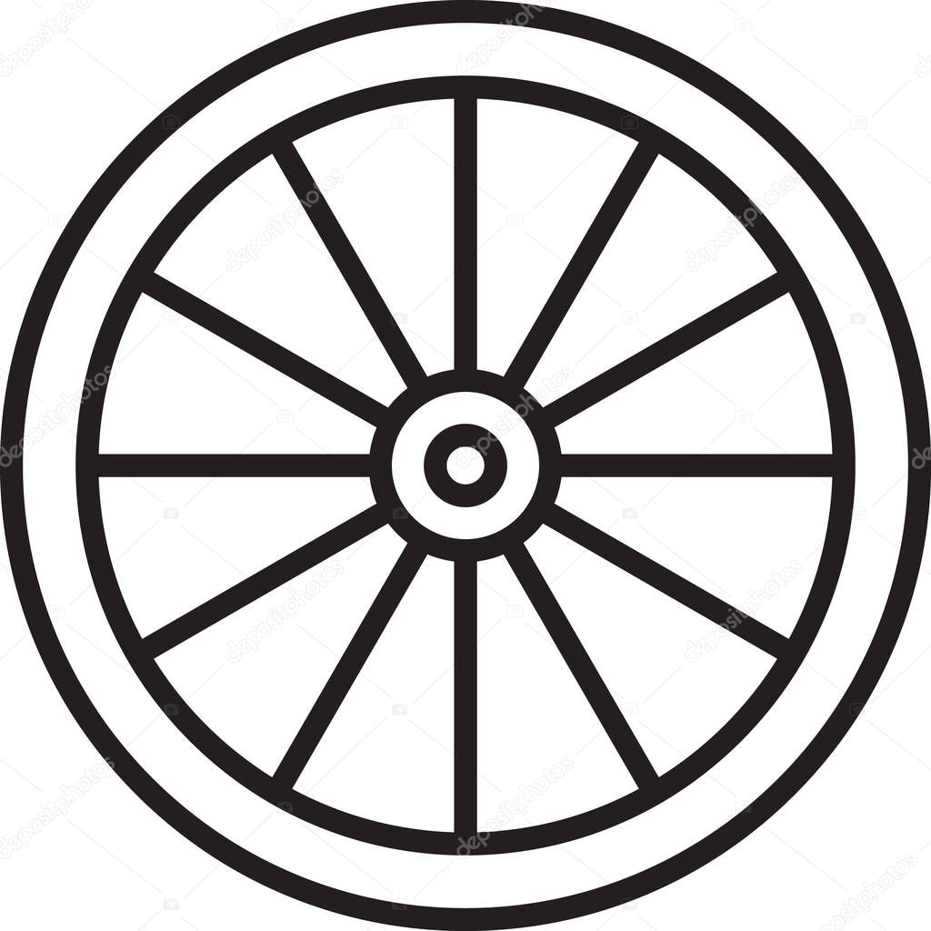 Black line Car wheel icon isolated on white background. Vector Illustration