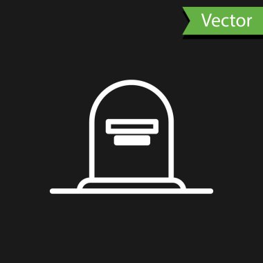 Üzerinde Rip yazan beyaz çizgi Tombstone simgesi siyah arkaplanda izole edilmiş. Mezar ikonu. Vektör İllüstrasyonu