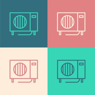 Renkli klima simgesi renk arkaplanında izole edildi. Sistemin havalandırmasını böl. Soğuk ve soğuk iklim kontrol sistemi. Vektör İllüstrasyonu