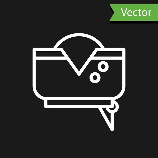 Línea Blanca Icono Sombrero Pirata Aislado Sobre Fondo Negro Ilustración — Vector de stock