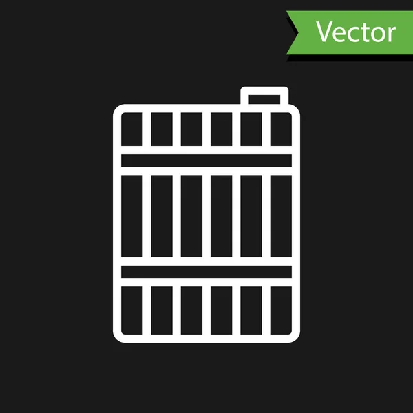 Linha Branca Ícone Barril Madeira Isolado Fundo Preto Barril Álcool — Vetor de Stock