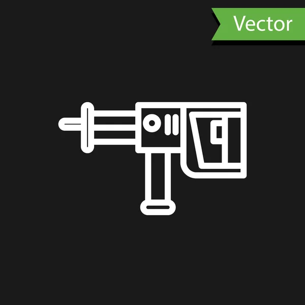 White Line Electric Rotary Hammer Drill Machine Icon Isolated Black — Stock Vector