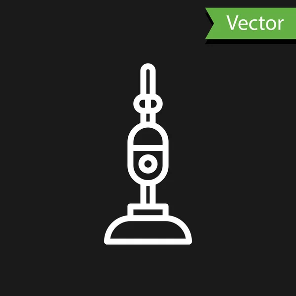 White Line Vacuum Cleaner Icon Isolated Black Background Vector Illustration — ストックベクタ