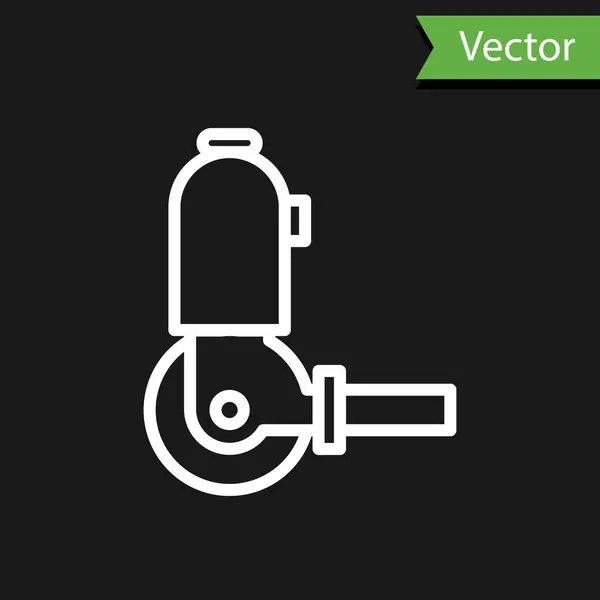 Linha Branca Ícone Moedor Ângulo Isolado Fundo Preto Ilustração Vetorial — Vetor de Stock