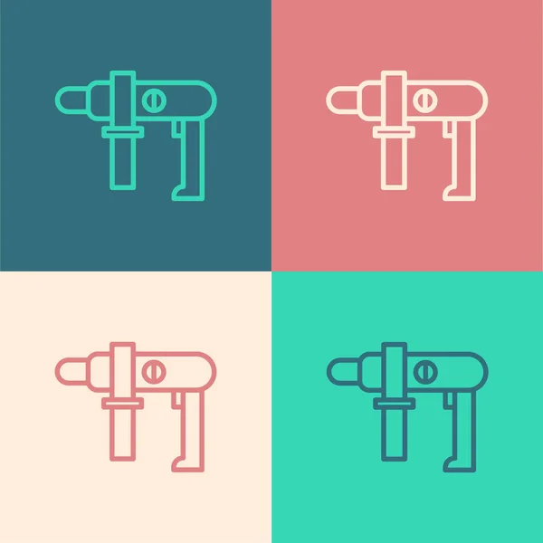 Color Line Electric Drill Machine Icon Isolated Color Background Repair — ストックベクタ