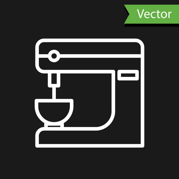 Linha Branca Ícone Misturador Elétrico Isolado Fundo Preto Misturador Cozinha — Vetor de Stock