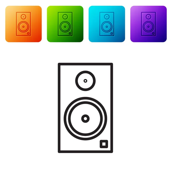 Черная Линия Стереодинамик Значок Изолирован Белом Фоне Звуковые Динамики Музыкальный — стоковый вектор