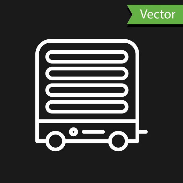 Weiße Linie Elektrische Heizung Symbol Isoliert Auf Schwarzem Hintergrund Infrarot — Stockvektor