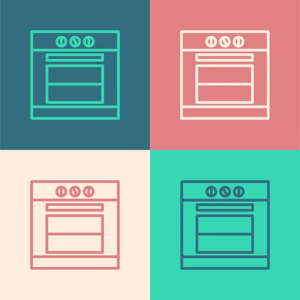 Color Line Oven Icon Isolated Color Background Stove Gas Oven — Stock Vector