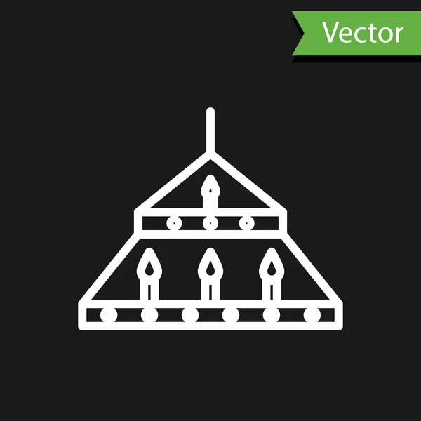 Linea Bianca Massiccio Lampadario Acciaio Con Candele Icona Medievale Isolato — Vettoriale Stock