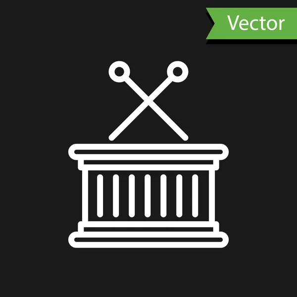 Значок Барабана Барабанных Палочек Выделен Черном Фоне Векторная Миграция — стоковый вектор