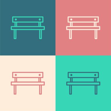 Renk çizgisi Bench simgesi renk arkaplanında izole edildi. Vektör İllüstrasyonu
