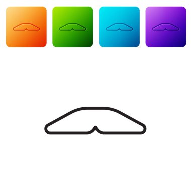 Beyaz arkaplanda siyah çizgili ev yapımı turta simgesi var. Renkli kare düğmelerle simgeleri ayarla. Vektör İllüstrasyonu