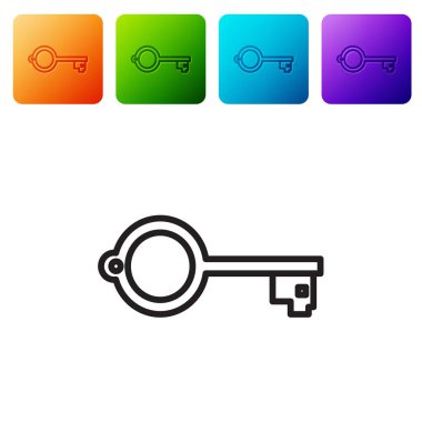 Beyaz arkaplanda izole edilmiş oyun simgesi için Eskiler 'in anahtarı. Renkli kare düğmelerle simgeleri ayarla. Vektör İllüstrasyonu