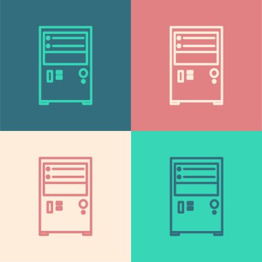 Renk çizgisi Bilgisayar simgesi renk arkaplanında izole edildi. Bilgisayar bileşeni işareti. Vektör İllüstrasyonu