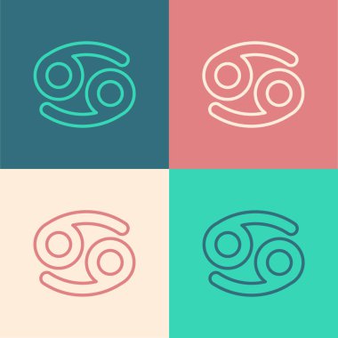 Renk arkaplanında Kanser burcu simgesi izole edildi. Astrolojik yıldız falı koleksiyonu. Vektör İllüstrasyonu