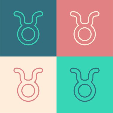 Renk çizgisi Taurus burç simgesi renk arkaplanında izole edilmiş. Astrolojik yıldız falı koleksiyonu. Vektör İllüstrasyonu