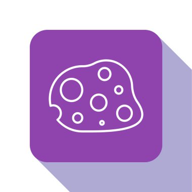 Beyaz çizgili göktaşı simgesi beyaz arkaplanda izole edilmiş. Mor kare düğme. Vektör İllüstrasyonu