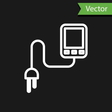 Siyah arkaplanda beyaz çizgi sensör simgesi izole edildi. Vektör İllüstrasyonu