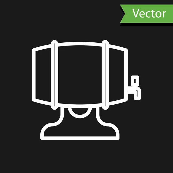 Linha Branca Barril Madeira Rack Com Ícone Torneira Isolado Fundo — Vetor de Stock