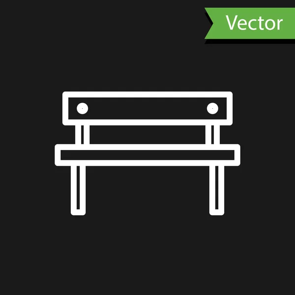 Icono Banco Línea Blanca Aislado Sobre Fondo Negro Ilustración Vectorial — Vector de stock