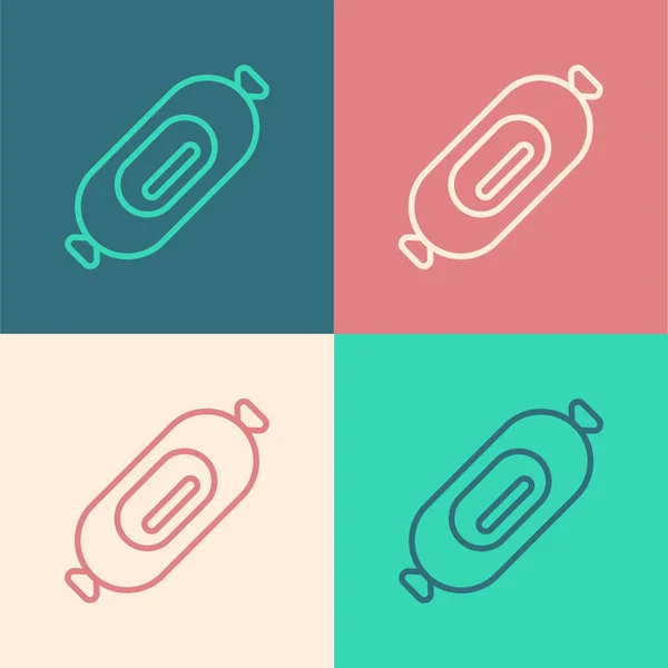 Color Line Salami Sausage Icon Isolated Color Background Meat Delicatessen — ストックベクタ