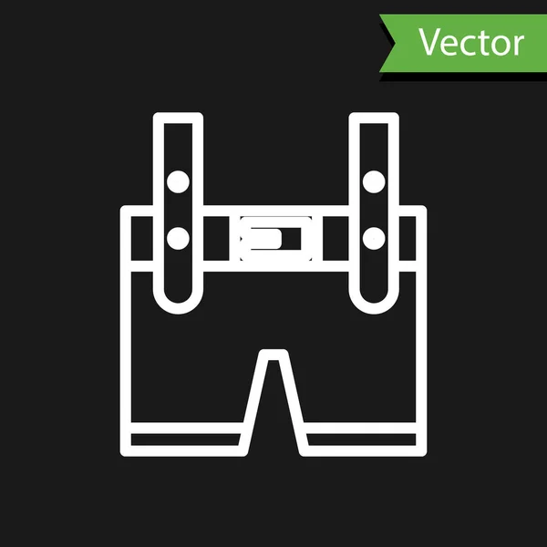 Ligne Blanche Icône Lederhosen Isolé Sur Fond Noir Vêtements Bavarois — Image vectorielle