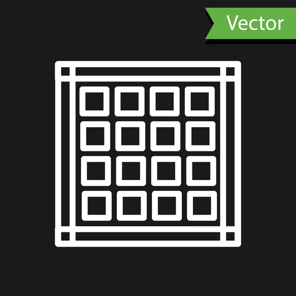 Linha Branca Ícone Guardanapo Xadrez Isolado Fundo Preto Ilustração Vetorial — Vetor de Stock