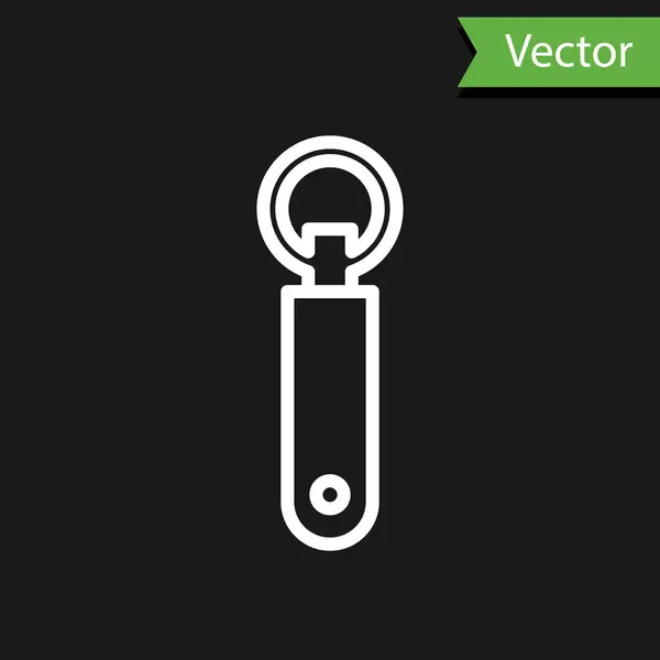 Línea Blanca Icono Abrebotellas Aislado Sobre Fondo Negro Ilustración Vectorial — Vector de stock