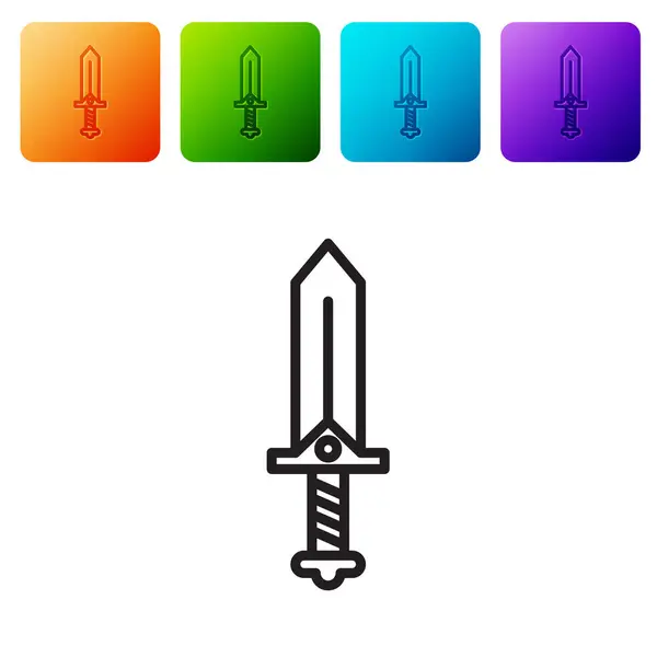 Schwarze Linie Schwert Für Spiel Symbol Isoliert Auf Weißem Hintergrund — Stockvektor