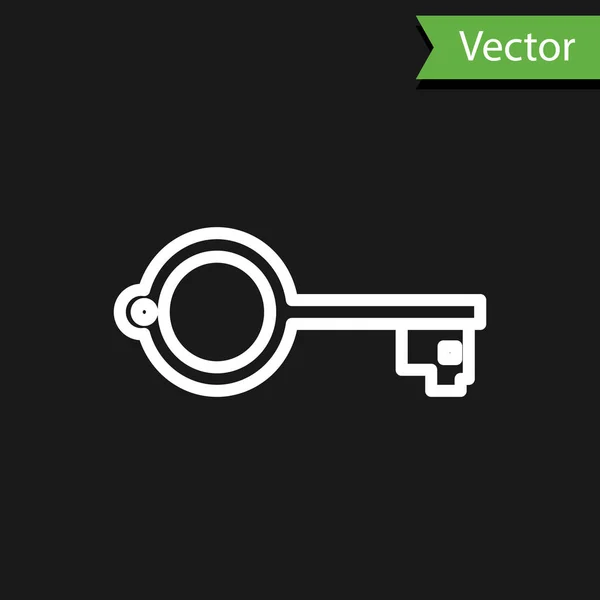 Línea Blanca Llave Antigua Para Icono Del Juego Aislado Sobre — Vector de stock